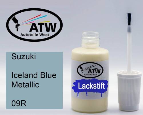 Suzuki, Iceland Blue Metallic, 09R: 20ml Lackstift, von ATW Autoteile West.